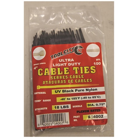 3767100 4 In. Black Cable Tie